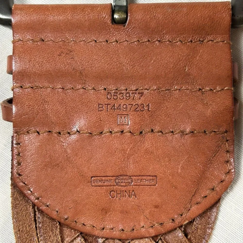 Fossil 2 1/2" Wide Braided Leather Buckle, Size Medium. Bohemian Boho-Chic - Picture 5 of 9